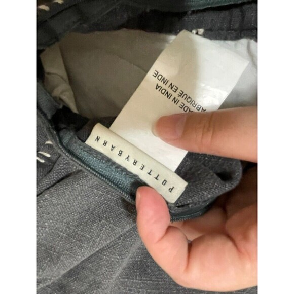 2 Pottery Barn Moroccan Tile Whipstitch Embroidered GRAY Pillow Cover 22" - Picture 6 of 8